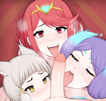 Rex schwängert Pyra, Mythra, Nia und Brighid