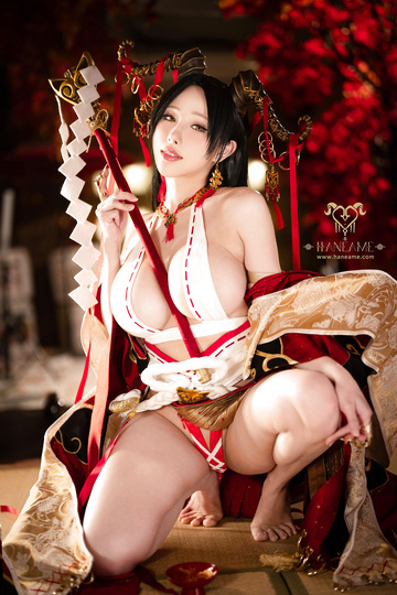 Original Lustful Goat Miko cosplay by HaneAme, designed by Dishwasher1910