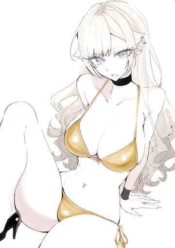 Girl in golden bikini