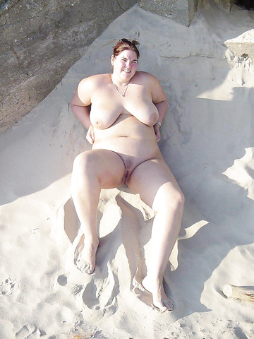 Chubby milf on beach