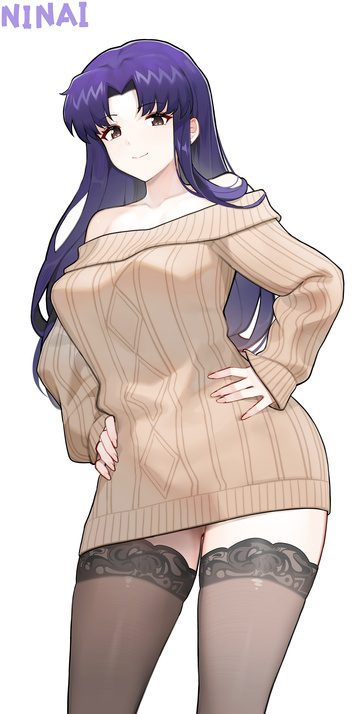 Las tetas de Misato se ven bien en un suéter.