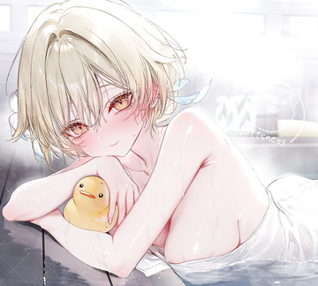 Lumine tomando un baño en onsen