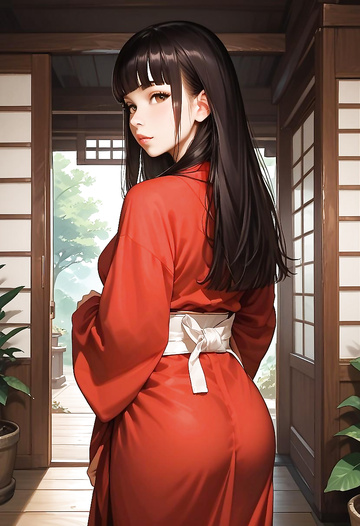 Shrine maiden secretly meets with her lover