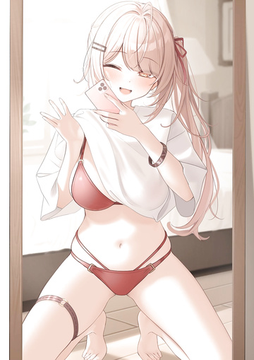 Showing off her swimsuit