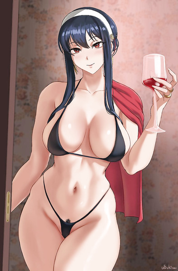 Copa de vino en su bikini