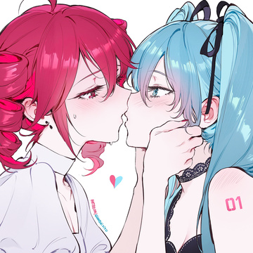 Kasane Teto y Hatsune Miku se besan