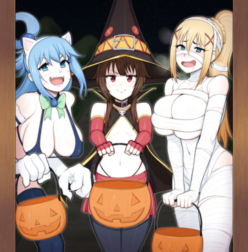 Megumin, Aqua und Darkness spielen „Süßes oder Saures“