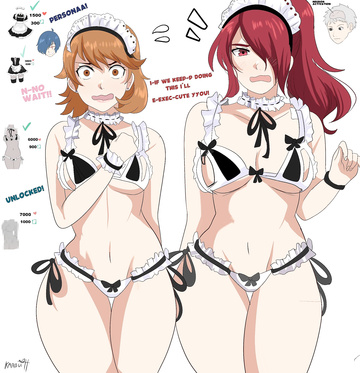 Las sirvientas Yukari y Mitsuri juegan al striptease
