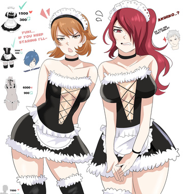 Las sirvientas Yukari y Mitsuri juegan al striptease