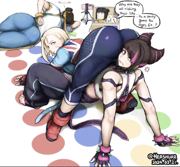 Chun-Li Cammy und Juri spielen Twister