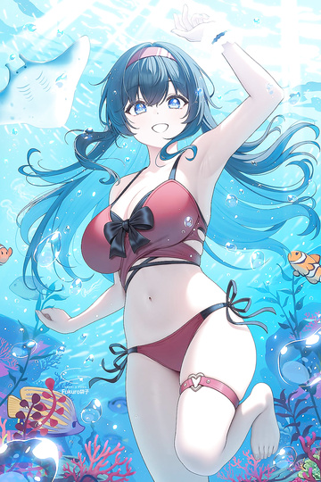 Kayoko bajo el agua